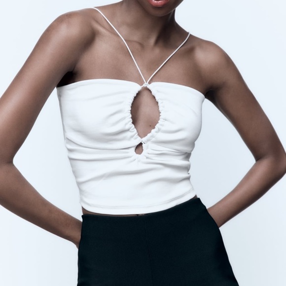 Zara Tops Zara White Open Front Crop Top Poshmark
